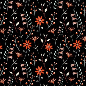 Spearmint Orange Boho Floral Pattern
