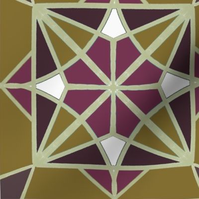 Purple Diamonds Mandala Design with Olive Green