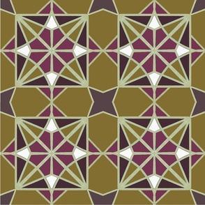 Purple Diamonds Mandala Design with Olive Green