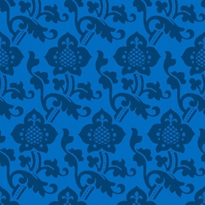 Medieval/Renaissance floral damask, blue