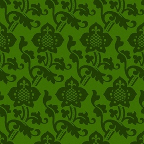Medieval/Renaissance floral damask, bright emerald green