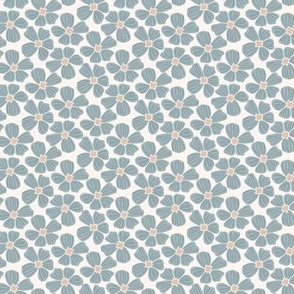 Whimsical Daisy in Soft Blue Grey and Tan 3in