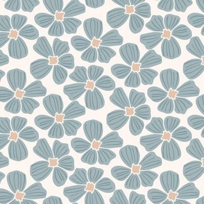 Whimsical Daisy in Soft Blue Grey and Tan 6in