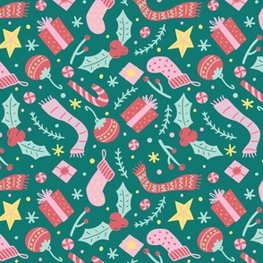 Playful Christmas Icons - Green Ground