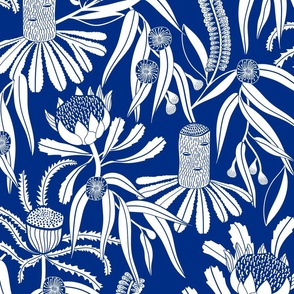 Banksia Floral Blue Large