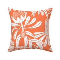 Banksia Floral Coral Orange Extra Large