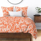 Banksia Floral Coral Orange Extra Large