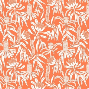 Banksia Floral Coral Orange