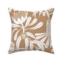 Banksia Floral Soft Brown Extra Large