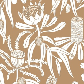 Banksia Floral Soft Brown Extra Large