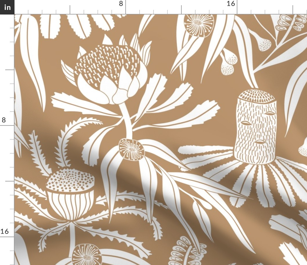 Banksia Floral Soft Brown Extra Large