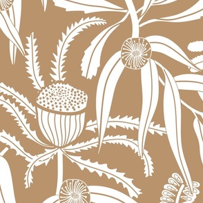 Banksia Floral Soft Brown Large