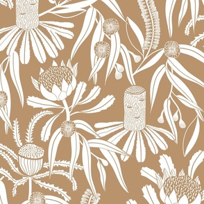 Banksia Floral Soft Brown 