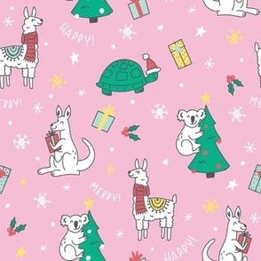 Christmas Critters - Pink Ground