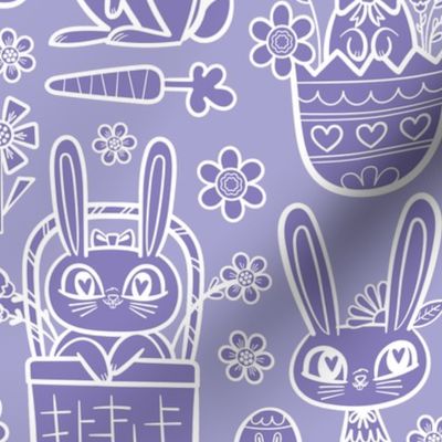 Basket Bunnies White Lines Lilac