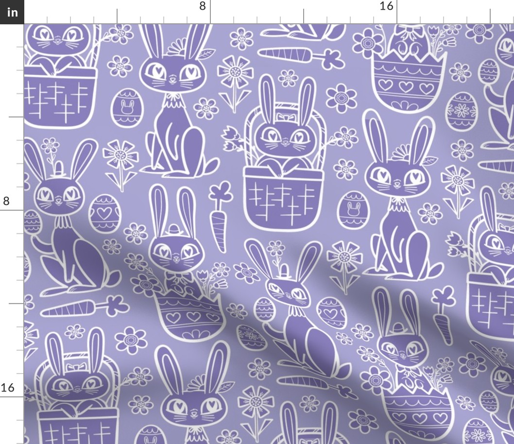 Basket Bunnies White Lines Lilac