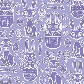 Basket Bunnies White Lines in Lilac Small