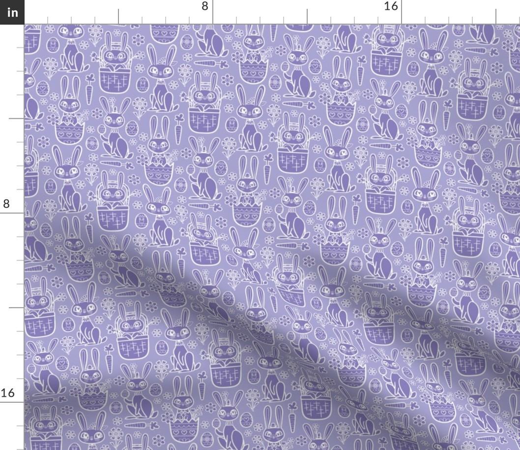 Basket Bunnies White Lines in Lilac Small