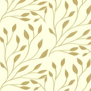 Drifting Leaves of Warm Neutral on Light Cream - Medium Scale