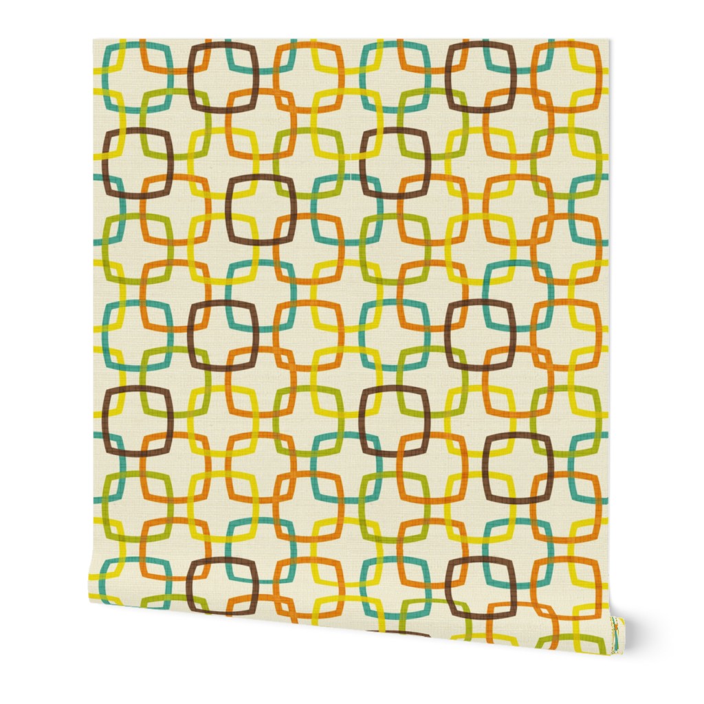 1960s Retro Atomic Interlocking Mod Abstract Shapes Mid-Century Modern Design Pattern