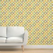 1960s Retro Atomic Interlocking Mod Abstract Shapes Mid-Century Modern Design Pattern