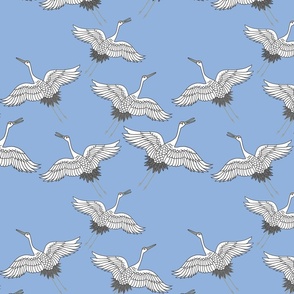 Cranes in Flight (Flock) - periwinkle blue, medium 