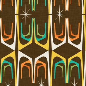 Atomic Retro Tiki Surf Modern Boomerang Shapes Mid-Century Modern Pattern
