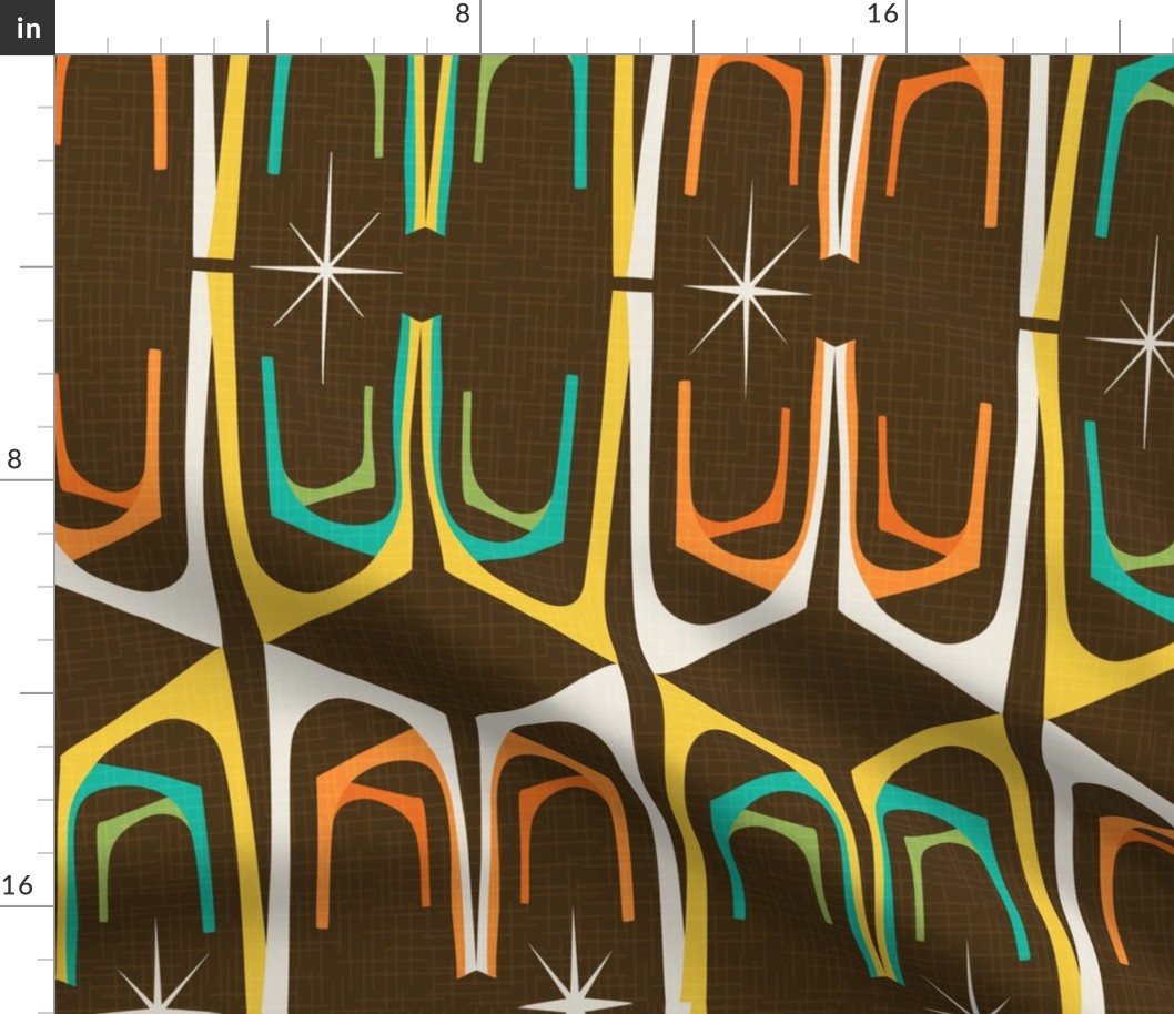 Atomic Retro Tiki Surf Modern Boomerang Shapes Mid-Century Modern Pattern