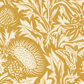 Regal Thistle- Dancing Weeds- Satin Sheen Gold- Large Scale