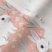 Cute Easter bunnies Easter fabric WB22 peach