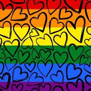 Pride stripes with black hearts pride flag