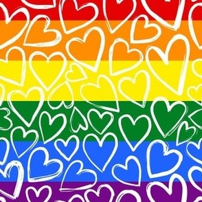 Pride stripes with white hearts