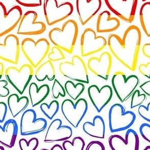 Pride rainbow color hearts