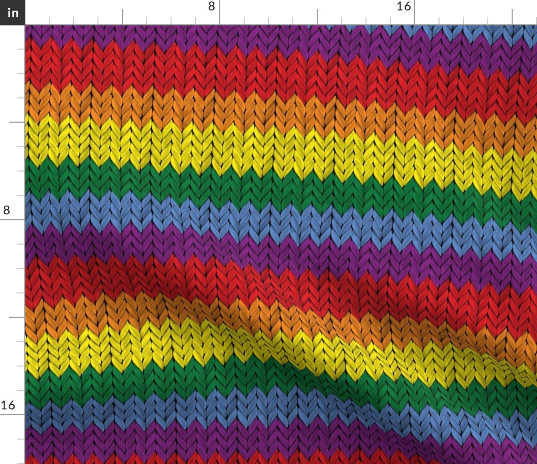 Pride knitted rainbow horizontal