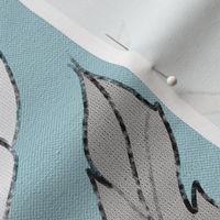 Light blue botanical grasscloth jumbo version