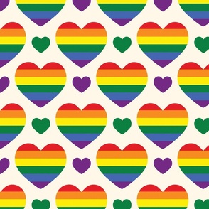 Pride rainbow hearts on beige