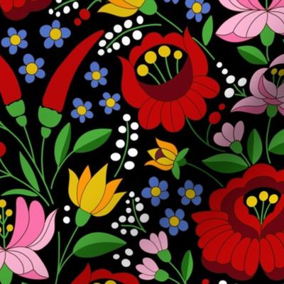 Hungarian Folk Art Embroidery - black