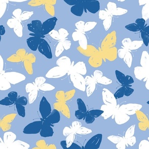 Flying butterflies – blue white yellow