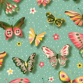 butterflies on mint // large scale
