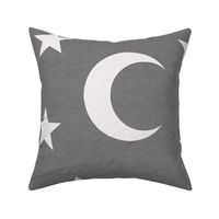 Simple white moon and stars with grey background (jumbo version)