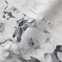 neutral botanical watercolor floral in black and white small scale