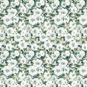 neutral botanical dark green watercolor floral small scale