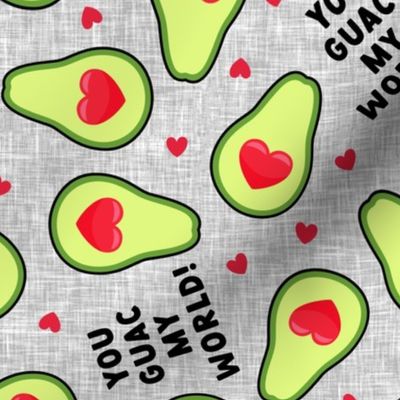 (3" scale) You GUAC my world! - valentines avocado hearts - grey - C22
