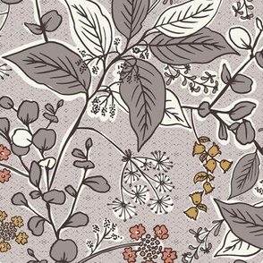 Gracelyn - Hand Drawn Botanical Floral Taupe Multi Regular Scale