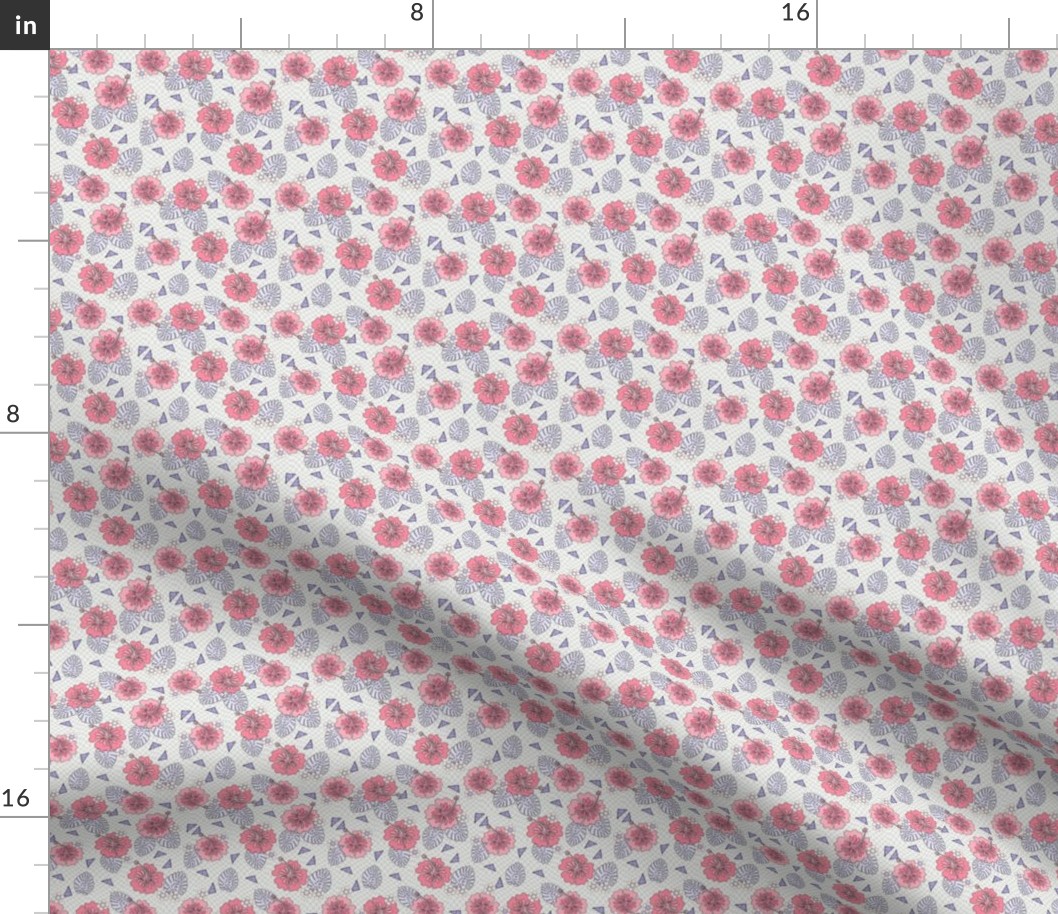 MINI Hibiscus Surf Summer fabric - checkerboard, trendy, skate girls