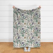 Gracelyn - Hand Drawn Botanical Floral Ivory Multi Large Scale