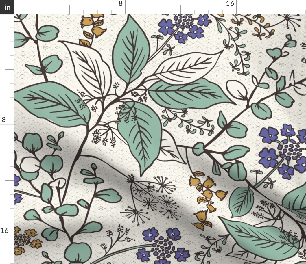 Gracelyn - Hand Drawn Botanical Floral Ivory Multi Large Scale