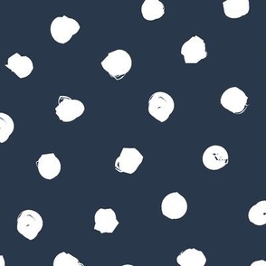 Messy Doodle Dots - White on Navy - large