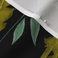 Dandelions and Dragonflies on a black background, jumbo scale