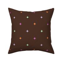 y2k neon bright colorful stars on brown